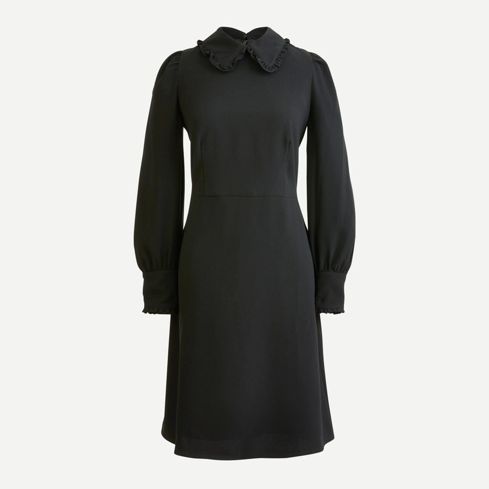 NWT J.Crew Black Ruffle Collar Dress 12